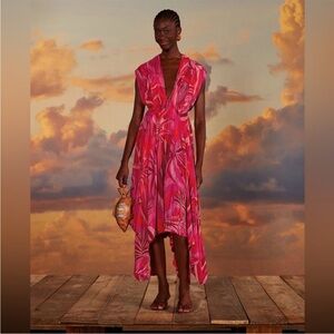 NWT FARM RIO Red Endless Summer V Neck Midi Dress Size S